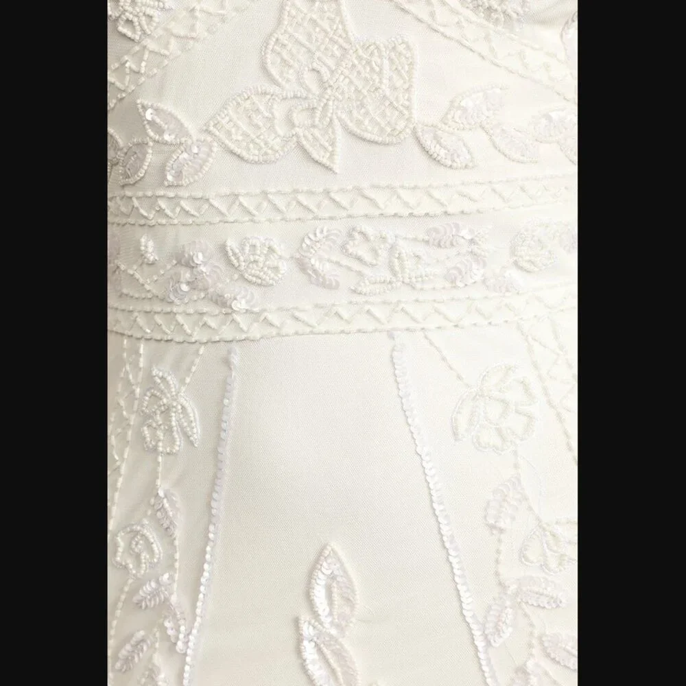 NWT - Lulus Luxe Bridal - White Beaded Long Sleeve Maxi Dress - Size Small - Picture 5 of 15